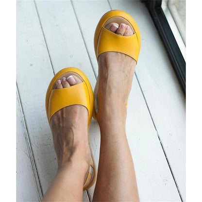 xakxx Women Sandals  Summer Women Flat Fish Mouth Sandals Thick Bottom SOft Sole Casual Shoes Ladies Platform Sandals Plus Size 43