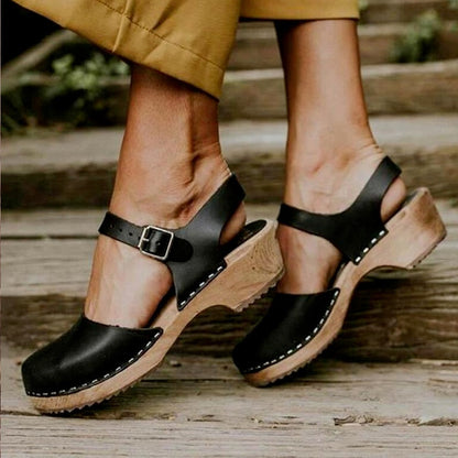 xakxx Women Platform Sandals Summer Fashion Woman Shoes Wedge Sandals Closed Toe Studded Booties Zapatos De Mujer Sandalias Mid Heels