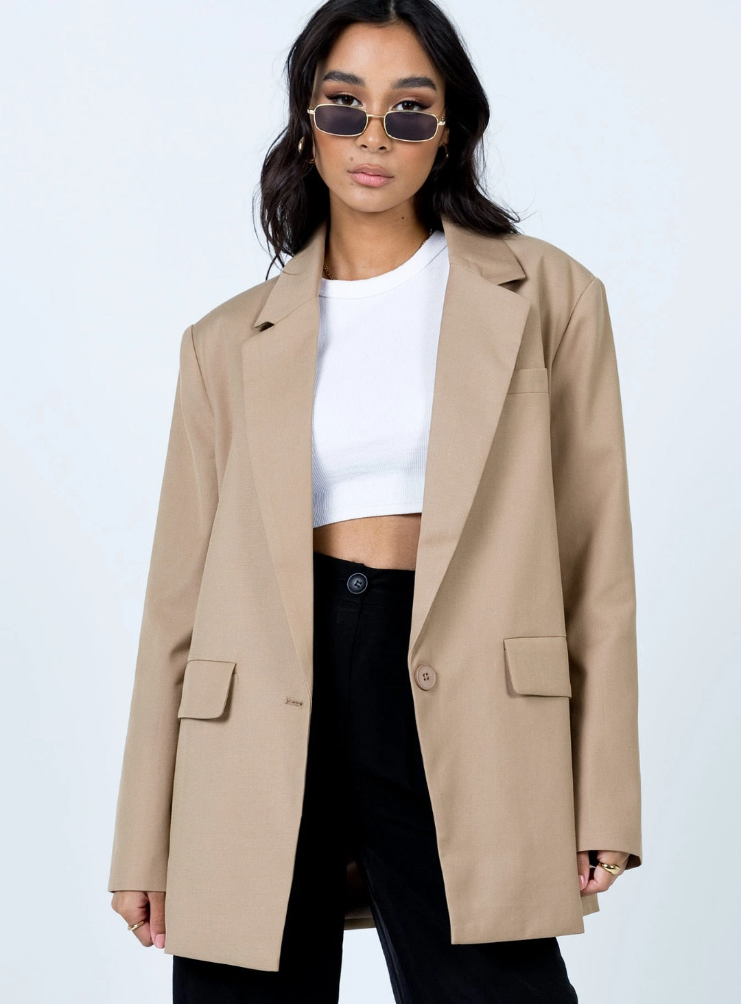 xakxx Fashion Women Blazers Casual Streetwear Vintage Long Sleeve Single Breasted Elegant Pocket Coat Loose Suit Jacket Outerwear