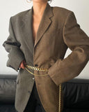 xakxx Autumn Winter High Quality Women Patchwork Chains Blazer Female Luxury Jacket Coat For Ladies Blusas