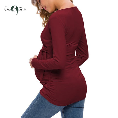 Women's Maternity Clothes Breastfeeding Pregnancy Shirts Long Sleeve V-Neck Comformation Cute Maternity Tops for pregnant women