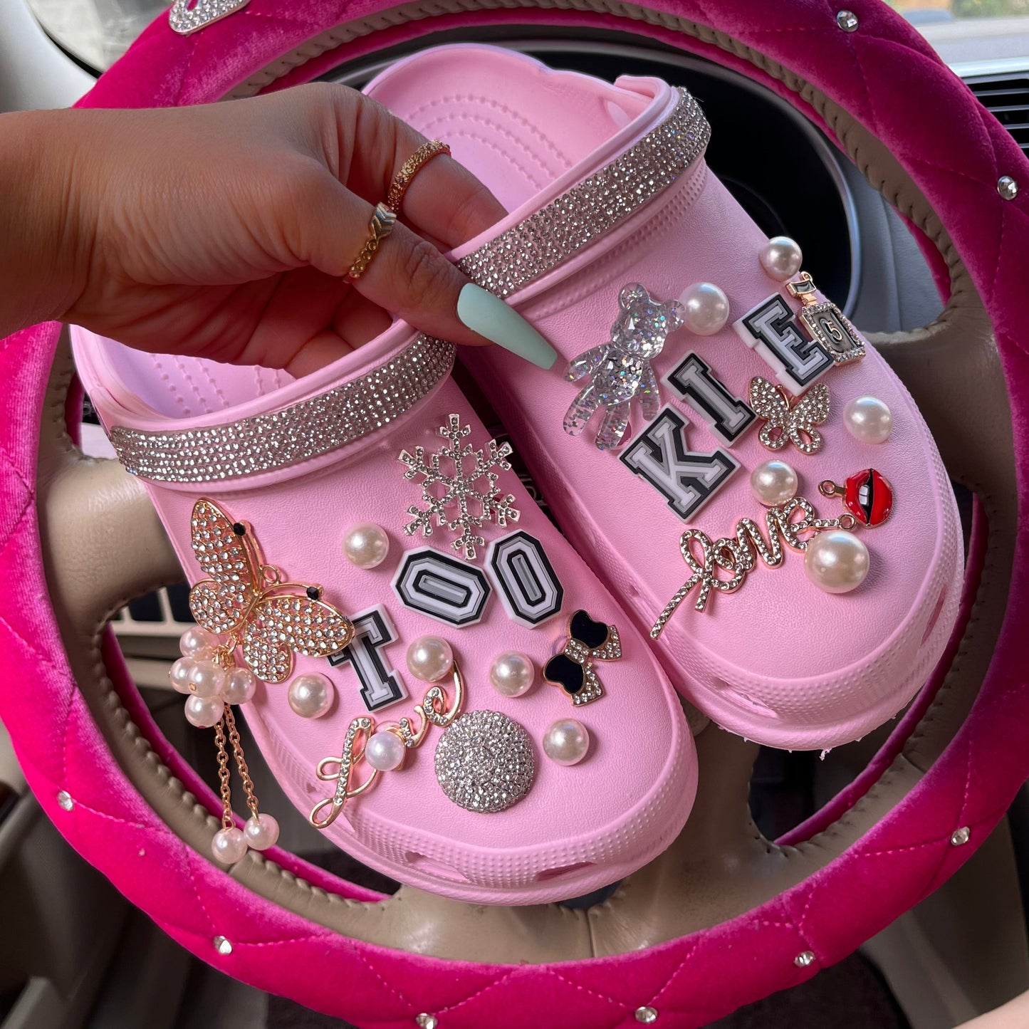 xakxx New Arrival Summer Women Slippers Platform Garden Sandals Pearl Rhinestone Charm Cave Slides Cute Fashion Ladies Shoes Plus Size