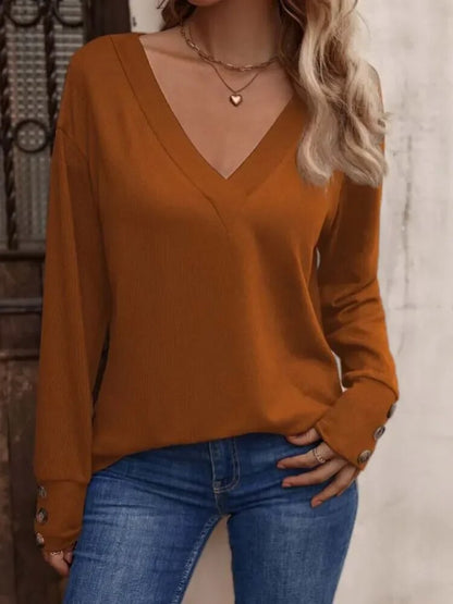 xakxx xakxx- 8 Colors Basic Pullover Women Casual V Neck Long Sleeve Tops Lady  Spring Autumn Thin Blouse Clothes