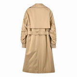 xakxx xakxx- Spring New Women's  Double breasted front with metal hook closure. Pleated polo trench coat