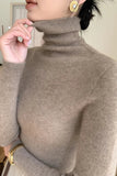xakxx xakxx-100 pure mountain cashmere sweater autumn and winter ladies sweater knit bottoming shirt high neck pullover slim joker inside.