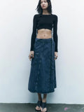 xakxx xakxx -  spring new women's wrap-around type design high waist open casual hundred with belt work secti on denim skirt