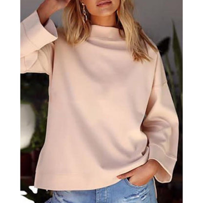 xakxx Bell Sleeve Slit Casual Sweatshirtwomen Long Sleeve Sweatshirts Streetwear New Fashion Autumn Winter Pullover Tops