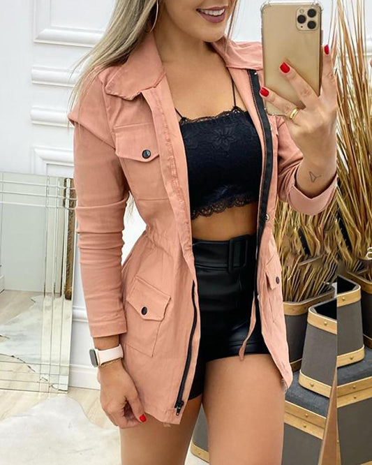 xakxx Autumn outfits  Autumn Fashion Women  Blazer Fall Clothing Lady Jackets  Pockt Design Casual Coat Tops