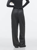 xakxx xakxx- New women's  high waist pants with front pleated decoration and front pocket pleated high waist wide leg pants