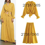 xakxx xakxx - New women's clothing fashion temperament sexy slimming knotted detail ramie shirt ramie high waist long skirt suit