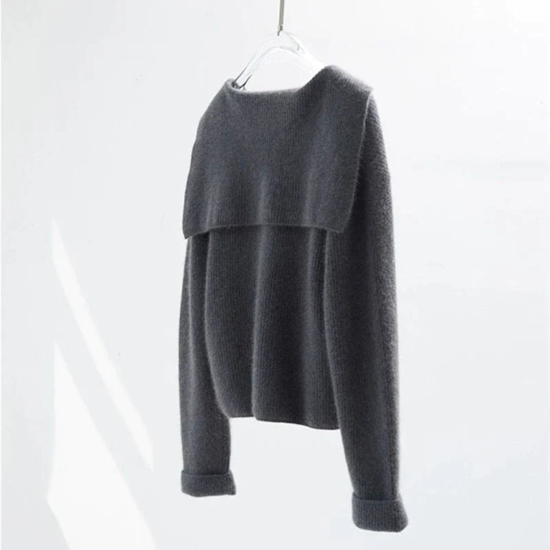 xakxx xakxx-Autumn and winter new cashmere cardigan female loose navy collar zipper sweater coat sweater thickened Joker.