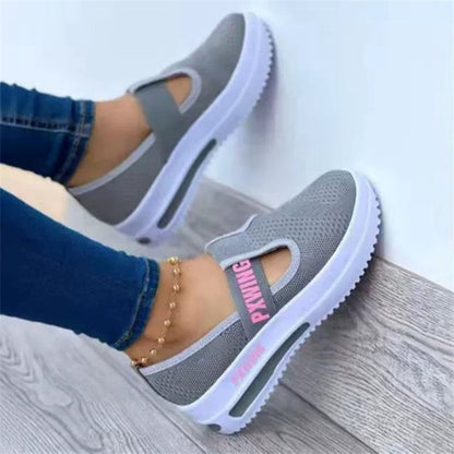 xakxx Women Fashion Vulcanized Sneakers Platform Solid Flats Shoes Casual Breathable Wedges Walking Sneakers Chaussure Femme