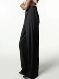 xakxx xakxx- New women's  high waist pants with front pleated decoration and front pocket pleated high waist wide leg pants