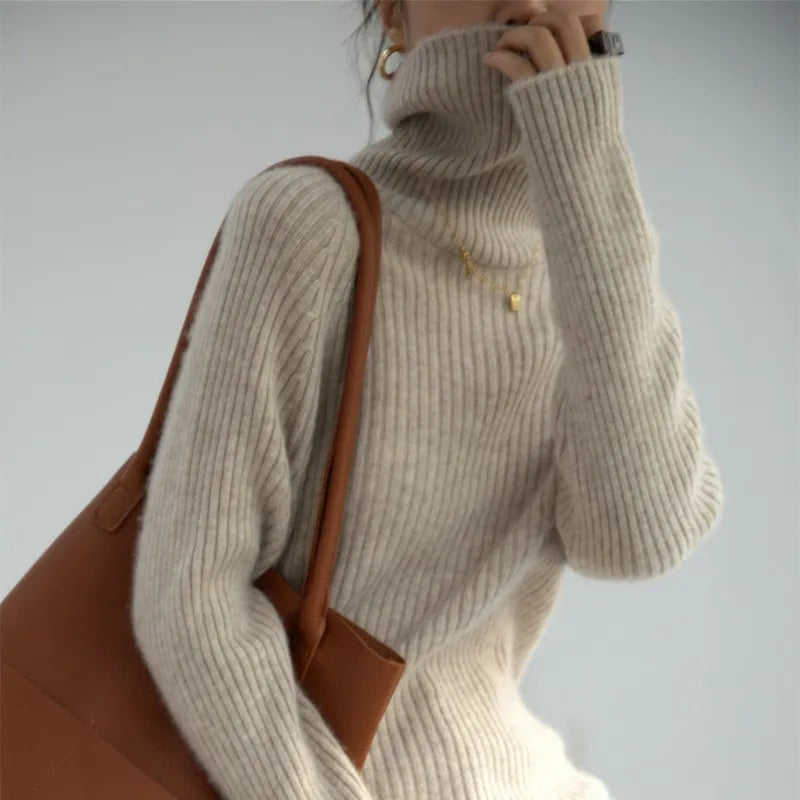 xakxx xakxx-100 pure mountain cashmere sweater women's high-end high-neck loose warm pit bottoming sweater in autumn and winter