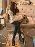 xakxx  New Women Autumn Winter Casual Fashion Korean Style Version Teddy Faux Fur Coat Furry  Hooded Jacket Female
