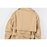 xakxx xakxx- Spring New Women's  Double breasted front with metal hook closure. Pleated polo trench coat