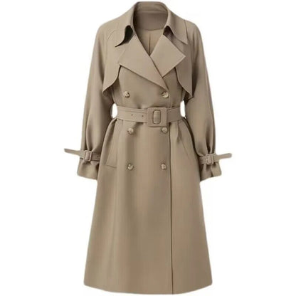 xakxx xakxx-Beige Trench Coat Women Long Windbreaker  Autumn Fashion Chic British Style Double Breasted Overcoat Trench Coat For Women