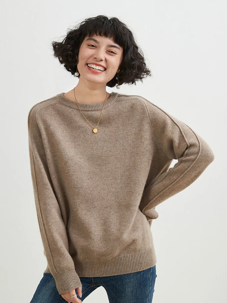 xakxx xakxx-Round neck thick cashmere sweater women's 100% pure cashmere sweater loose Joker knit bottoming shirt