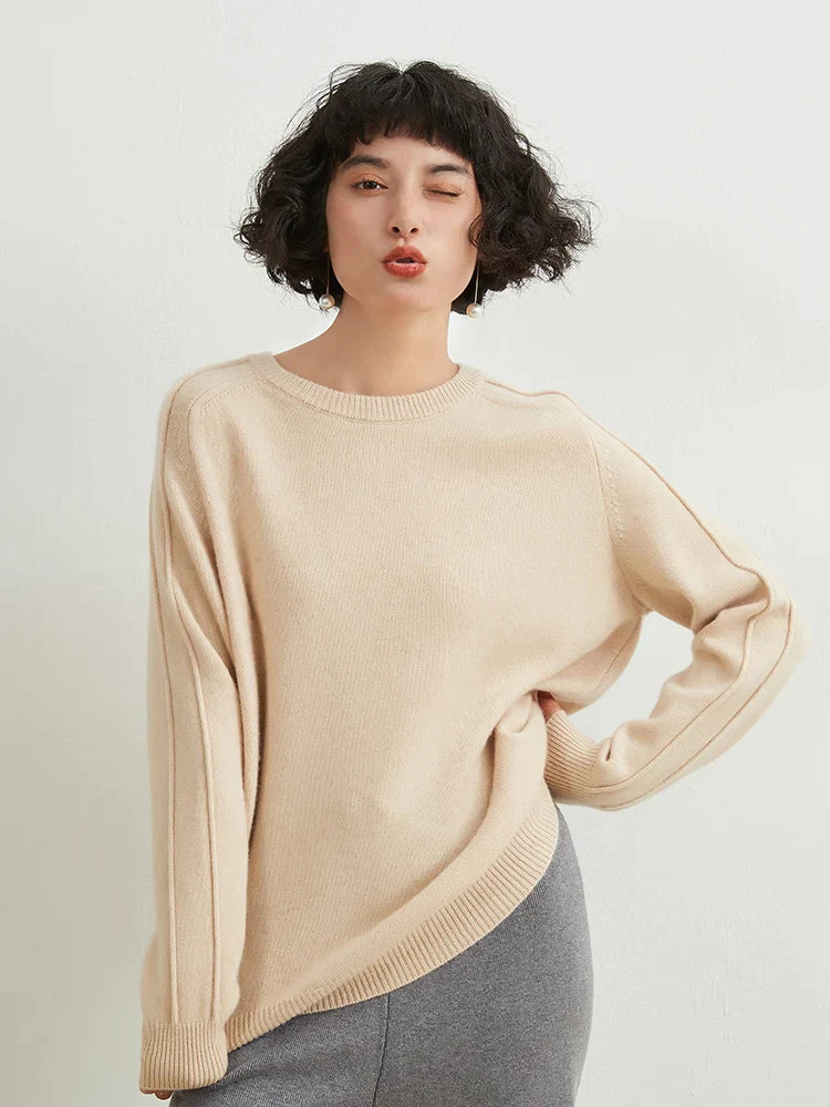 xakxx xakxx-Round neck thick cashmere sweater women's 100% pure cashmere sweater loose Joker knit bottoming shirt