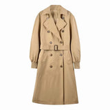 xakxx xakxx- Spring New Women's  Double breasted front with metal hook closure. Pleated polo trench coat