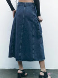 xakxx xakxx -  spring new women's wrap-around type design high waist open casual hundred with belt work secti on denim skirt