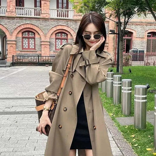 xakxx xakxx-Trench Coat Women Long Windbreaker  Autumn Fashion Chic British Style Khaki Black Double Breasted Trench Coat For Women