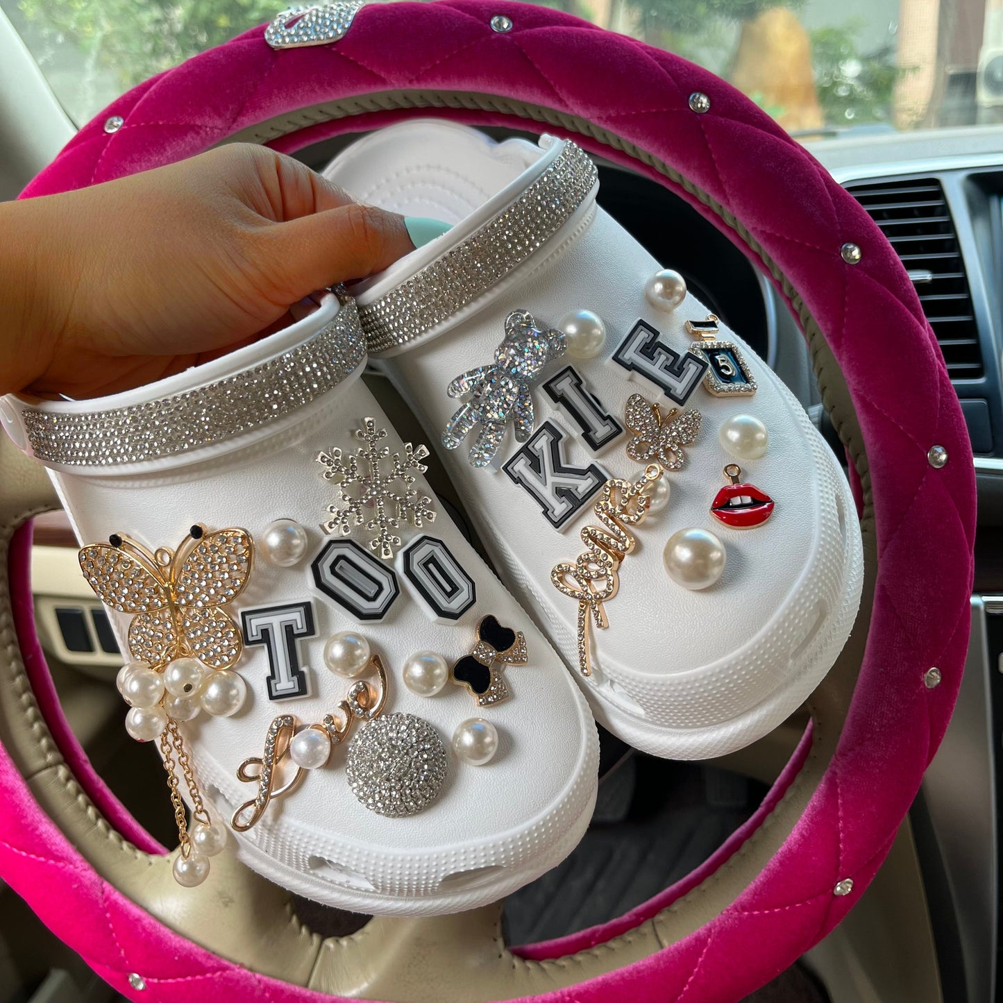 xakxx New Arrival Summer Women Slippers Platform Garden Sandals Pearl Rhinestone Charm Cave Slides Cute Fashion Ladies Shoes Plus Size