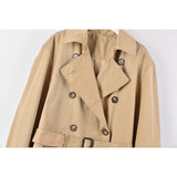 xakxx xakxx- Spring New Women's  Double breasted front with metal hook closure. Pleated polo trench coat