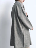 xakxx xakxx - New women's clothing, stylish, casual and versatile gray long-sleeved wrap collar knitted soft cardigan coat