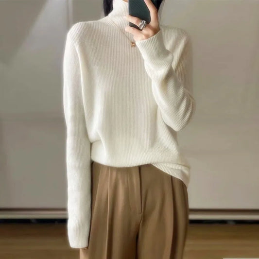 xakxx xakxx-High-necked cashmere sweater 100 pure cashmere soft waxy sweater new  explosions female winter European goods white bottomin