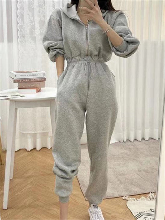 xakxx Jumpsuits Women Fleece Hoodie Sweatshirts Autumn Winter Fashion  Pullovers Warm Tracksuits