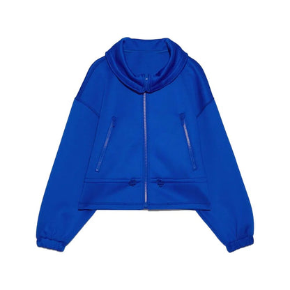 xakxx xakxx - Autumn and Winter New  Long Sleeve Drawstring Mock Neck Zipper Coat Women's Sweater