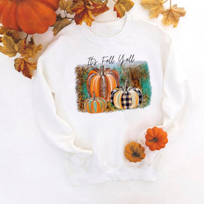 xakxx Thanksgiving It's Fall Yall Thanksgiving Sweatshirt Fall Graphic Tops Clothes Fashion Retro Autumn Hoodie Pumpkin Spice Pullover Streetshirts