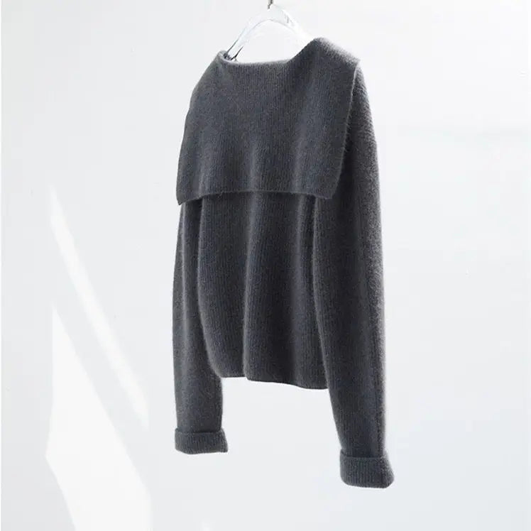 xakxx xakxx-Autumn and winter new cashmere cardigan female loose navy collar zipper sweater coat sweater thickened Joker.