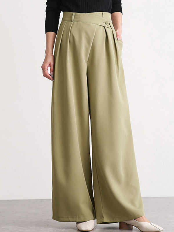 xakxx Casual Wide Leg Loose Solid Color Pants Bottoms