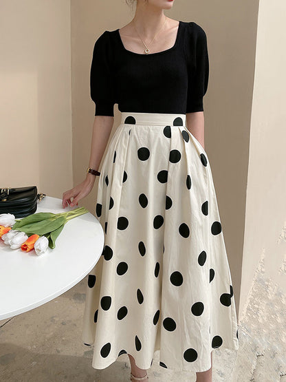 xakxx Loose Polka-Dot Skirts Bottoms