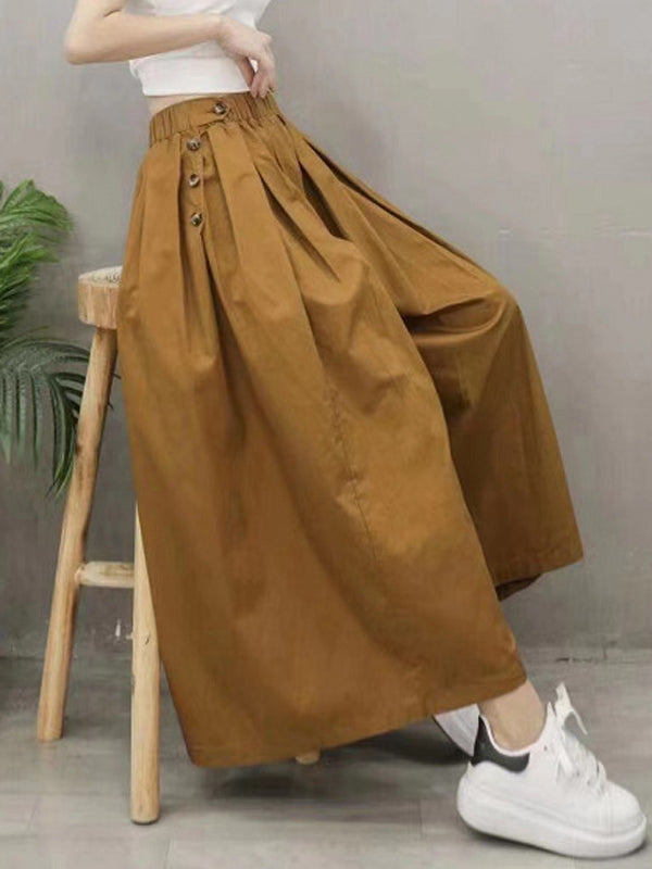 xakxx Artistic Retro Solid Color Super Loose Wide-Leg Pants