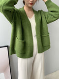 xakxx Urban Solid Color Long Sleeves Knitting Cardigans Outerwear