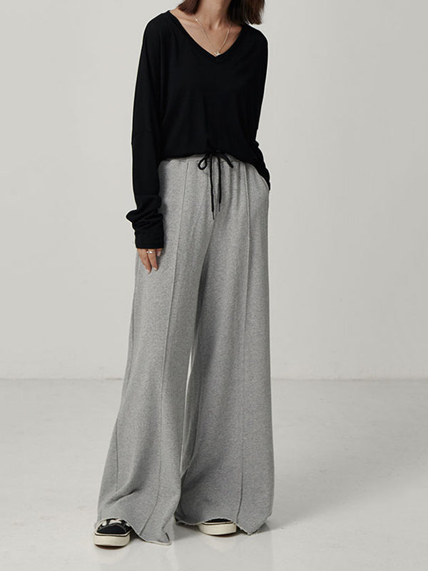 xakxx Casual Solid Column Wide Leg Pants