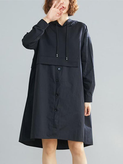 xakxx Loose Splicing Asymmetrical Hoodie Dress