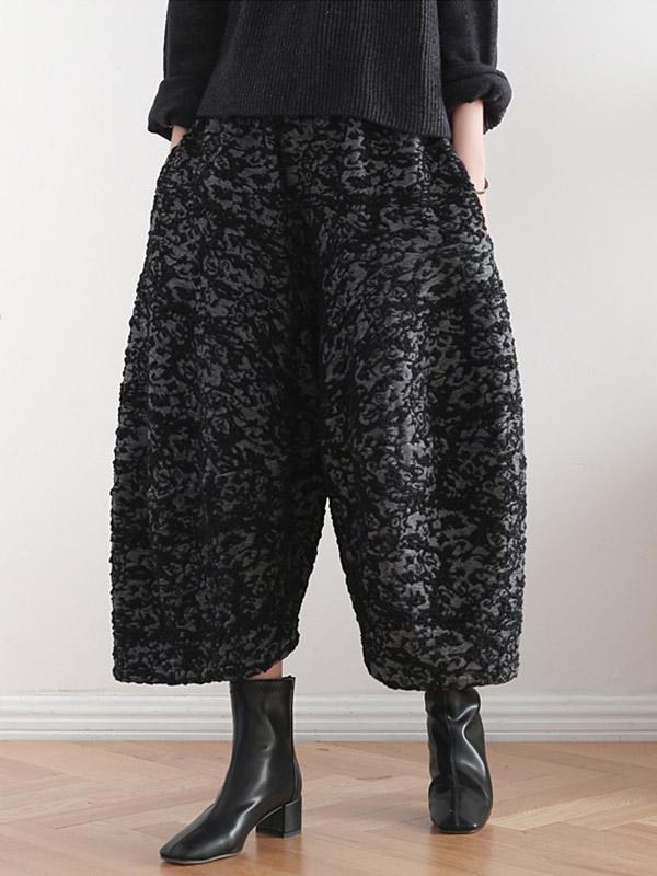 xakxx Vintage Loose Thickening Jacquard Nine-Quarter Pants