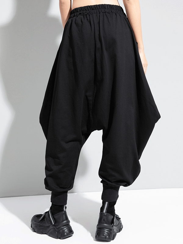 xakxx  Zipper Original Simple Loose Solid Harem Pants