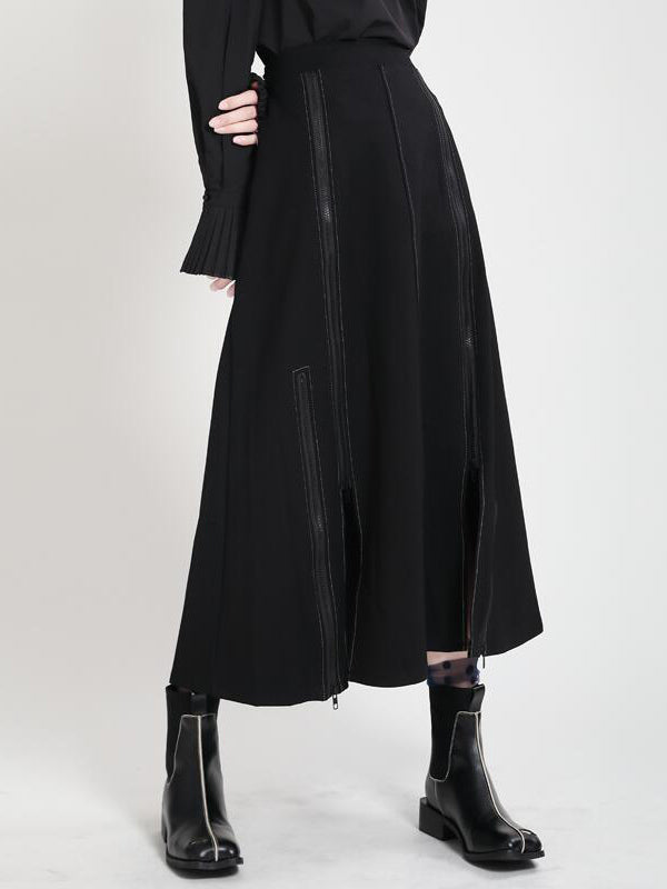 xakxx Original High-Waist Zipper Loose A-Line Skirt