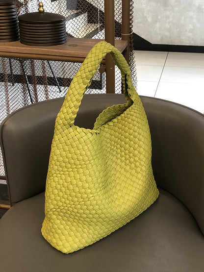 xakxx Solid Color Woven Bags Handbags