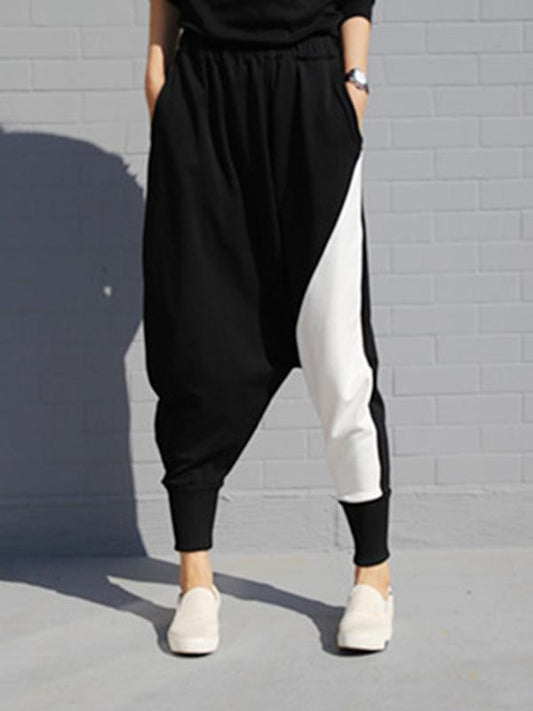 xakxx Contrast Color Splicing Harem Pants