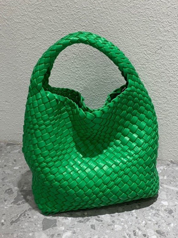 xakxx Solid Color Woven Bags Handbags