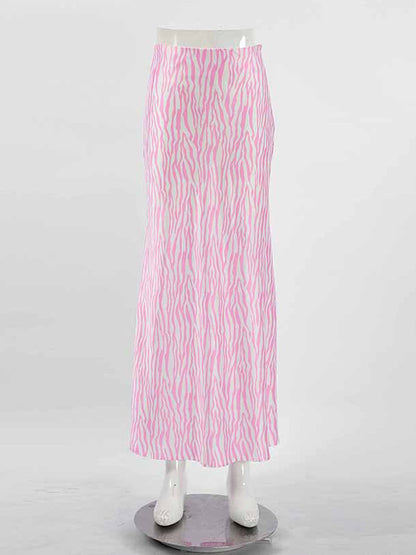 xakxx Mermaid Contrast Color Zebra-Stripe Skirts Bottoms