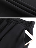 xakxx Stylish Solid Color High Waisted A-Line Wide Leg Trousers