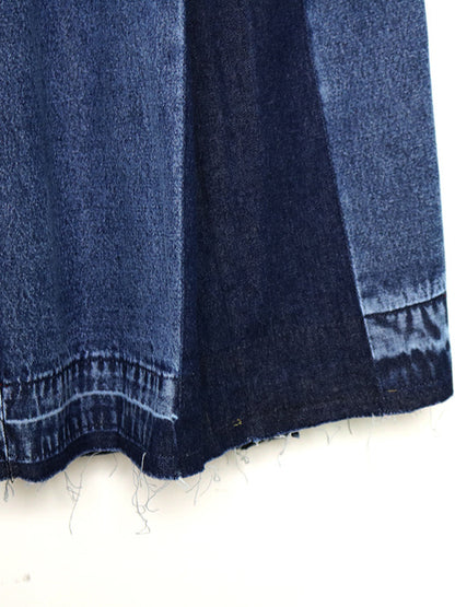 xakxx Loose Wide Leg Elasticity Fringed Pleated Jean Pants Bottoms