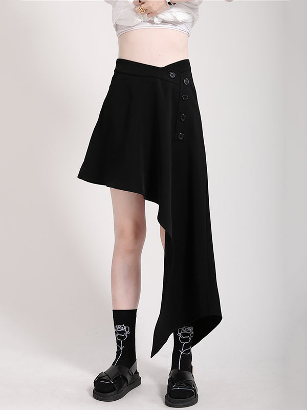 xakxx Stylish Irregular Split-Joint Black Skirt